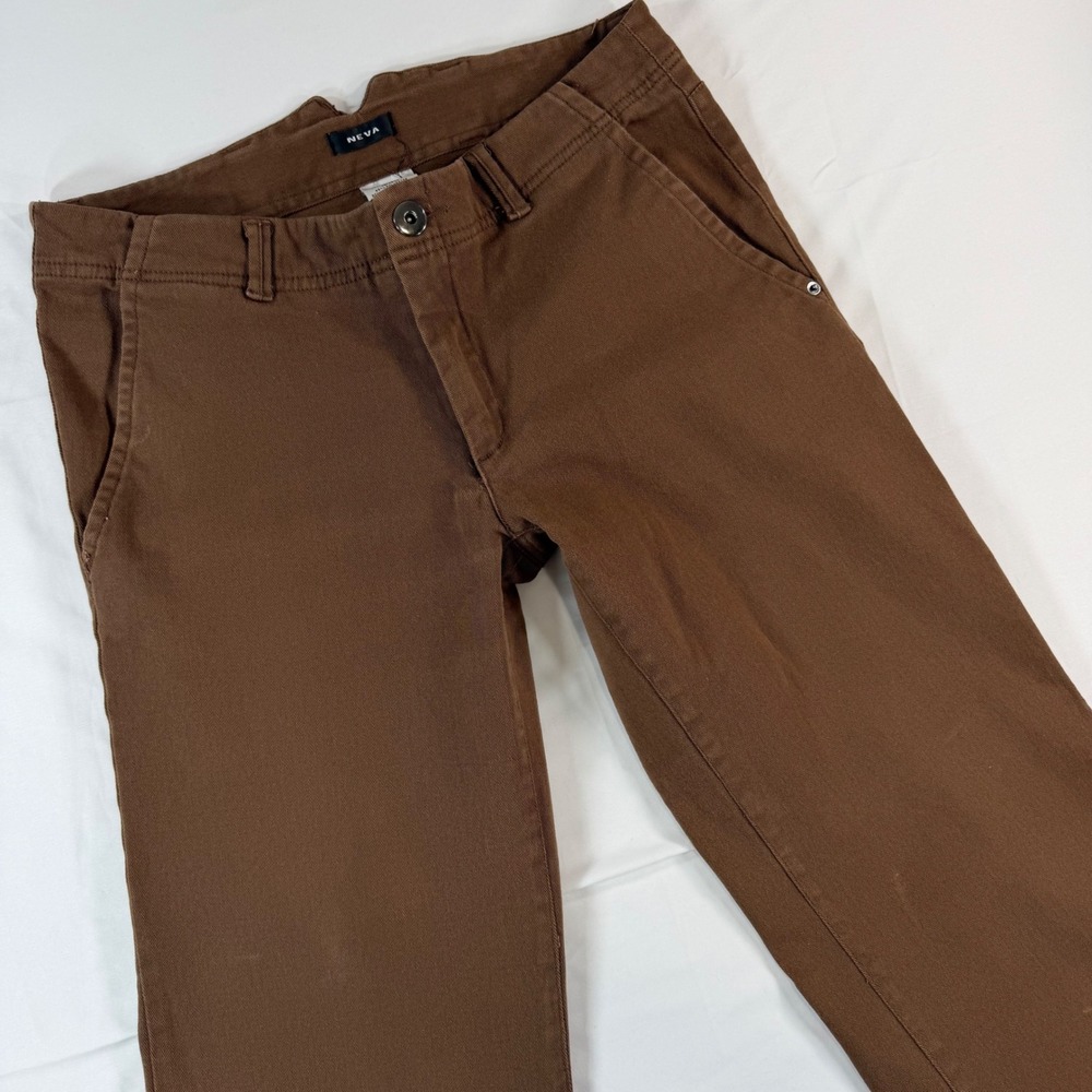 Neva‎ Brown Flare Leg Trousers Women Size 8 Stretch Twill Wide Leg Pants